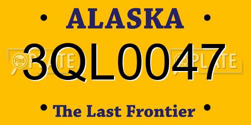 3QL0047 Alaska License Plate