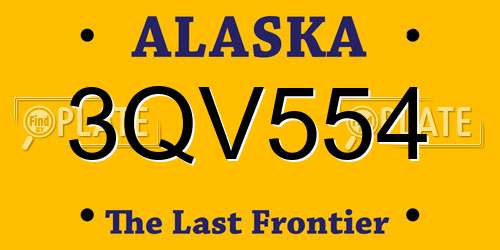 3QV554 Alaska License Plate