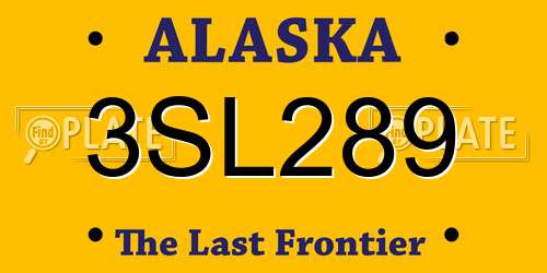 3SL289 Alaska License Plate