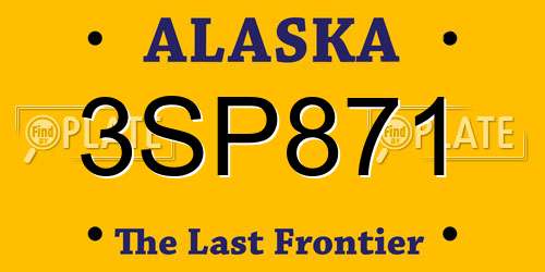 3SP871 Alaska License Plate