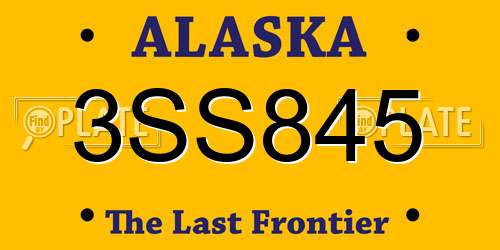 3SS845 Alaska License Plate