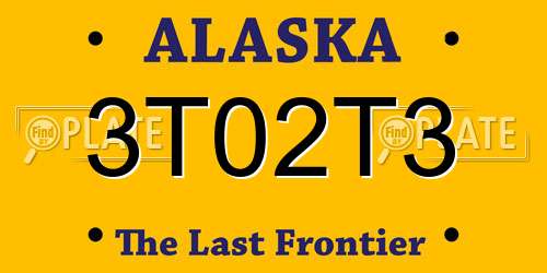 3T02T3 Alaska License Plate