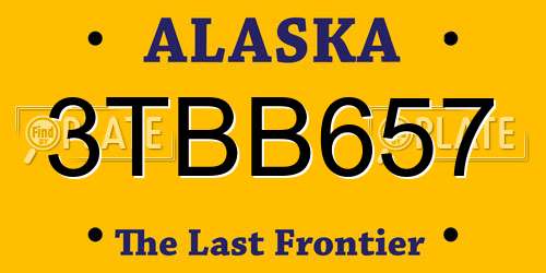 3TBB657 Alaska License Plate