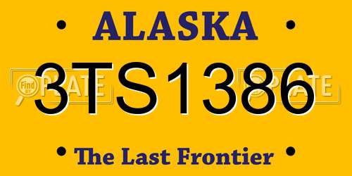 3TS1386 Alaska License Plate