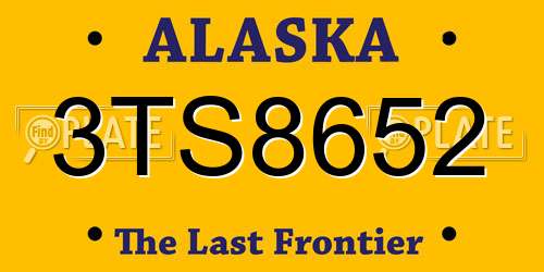 3TS8652 Alaska License Plate