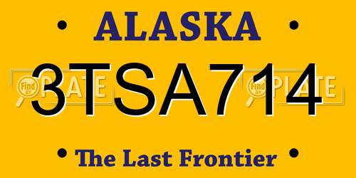 3TSA714 Alaska License Plate
