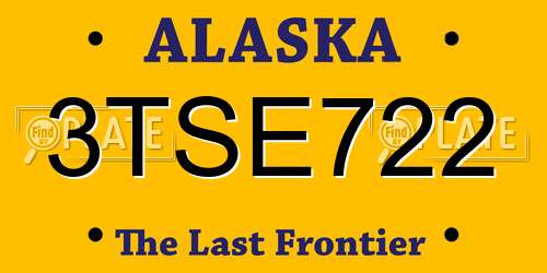 3TSE722 Alaska License Plate