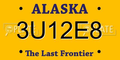3U12E8 Alaska License Plate