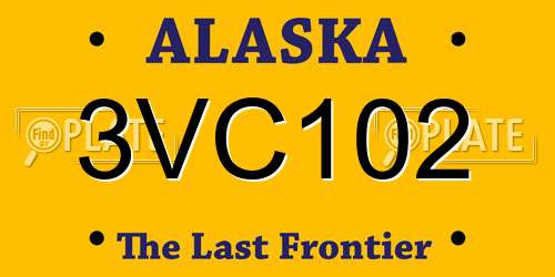 3VC102 Alaska License Plate