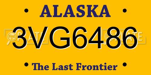 3VG6486 Alaska License Plate