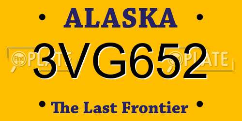 3VG652 Alaska License Plate