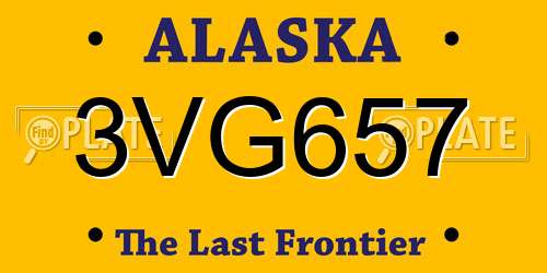 3VG657 Alaska License Plate