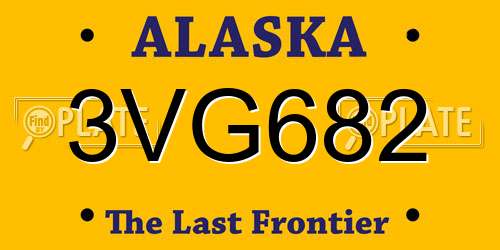 3VG682 Alaska License Plate