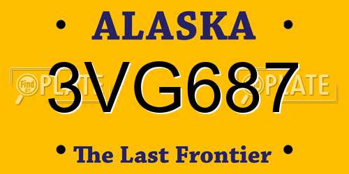 3VG687 Alaska License Plate