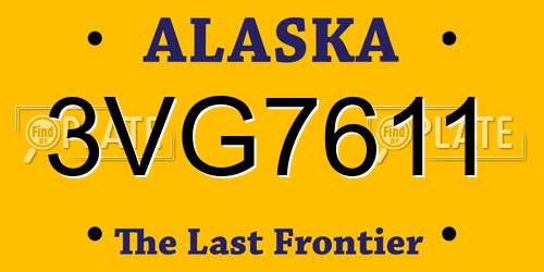 3VG7611 Alaska License Plate