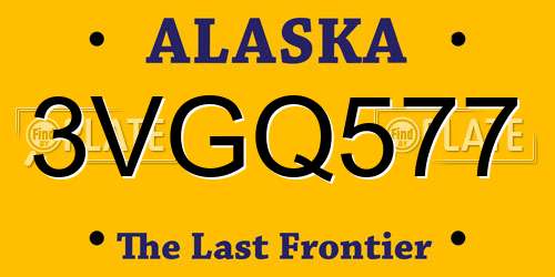 3VGQ577 Alaska License Plate