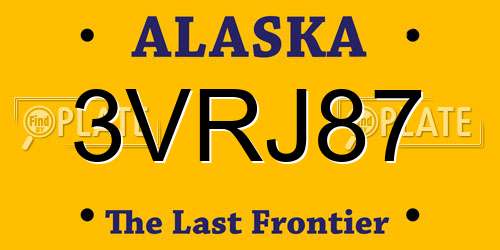 3VRJ87 Alaska License Plate
