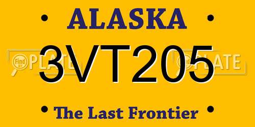 3VT205 Alaska License Plate