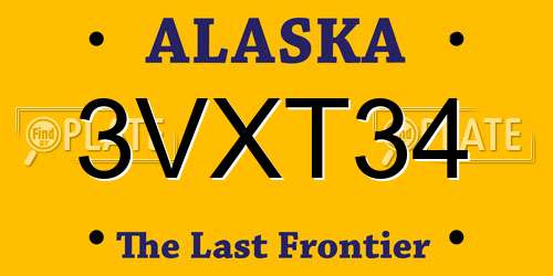 3VXT34 Alaska License Plate