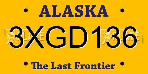 3XGD136 Alaska License Plate