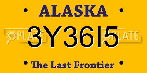 3Y36I5 Alaska License Plate