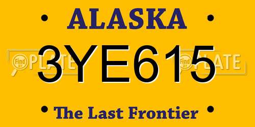 3YE615 Alaska License Plate