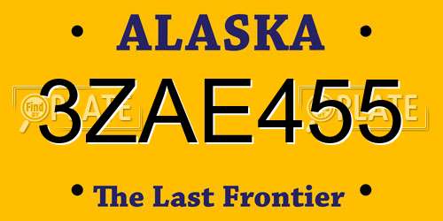 3ZAE455 Alaska License Plate