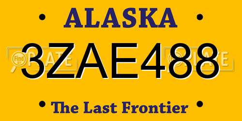 3ZAE488 Alaska License Plate