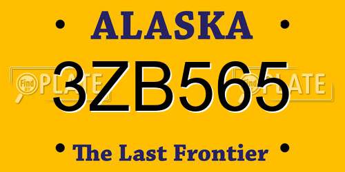 3ZB565 Alaska License Plate