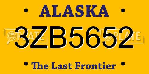 3ZB5652 Alaska License Plate