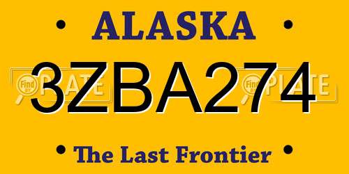 3ZBA274 Alaska License Plate