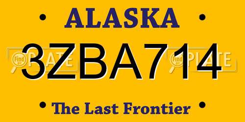 3ZBA714 Alaska License Plate
