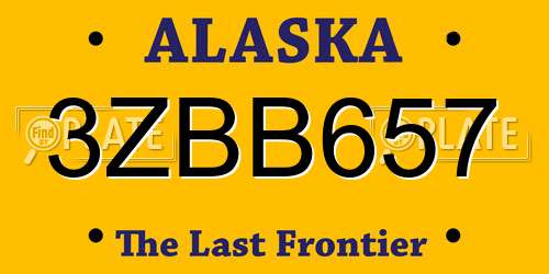 3ZBB657 Alaska License Plate