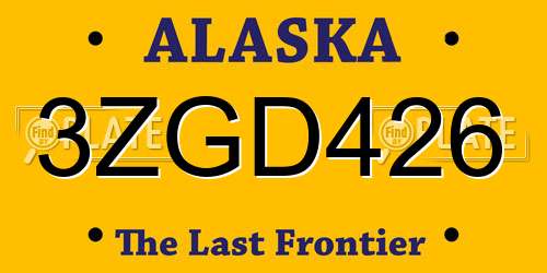 3ZGD426 Alaska License Plate