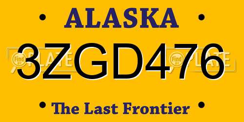 3ZGD476 Alaska License Plate