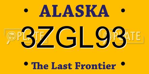 3ZGL93 Alaska License Plate