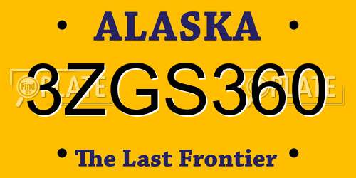 3ZGS360 Alaska License Plate