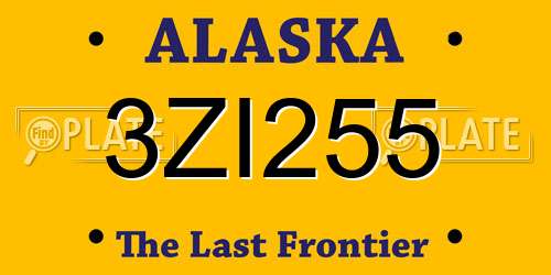 3ZI255 Alaska License Plate