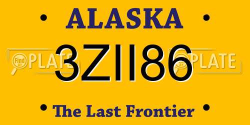 3ZII86 Alaska License Plate