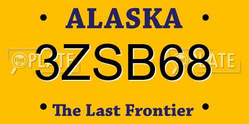 3ZSB68 Alaska License Plate