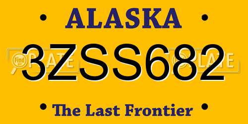 3ZSS682 Alaska License Plate