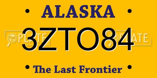 3ZTO84 Alaska License Plate