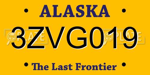 3ZVG019 Alaska License Plate