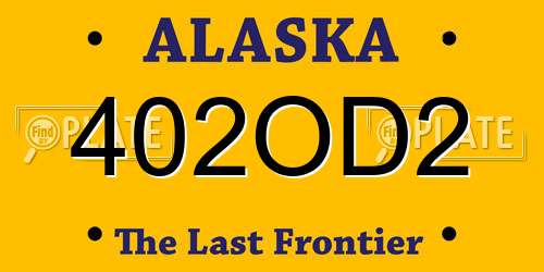 402OD2 Alaska License Plate