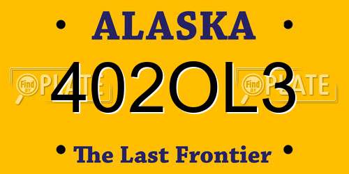 402OL3 Alaska License Plate