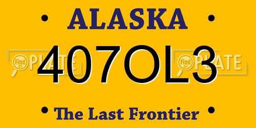 407OL3 Alaska License Plate
