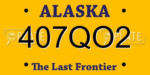 407QO2 Alaska License Plate