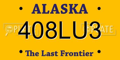 408LU3 Alaska License Plate