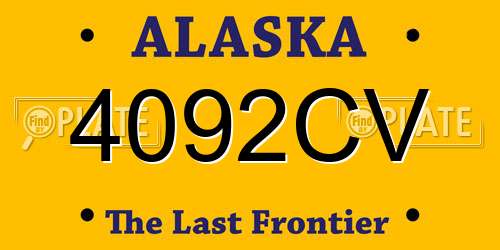 4092CV Alaska License Plate