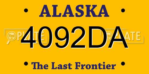 4092DA Alaska License Plate